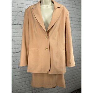 Conrad C Collection Pink Collared Stretch Belted Women’s Skirt Suit Size 16